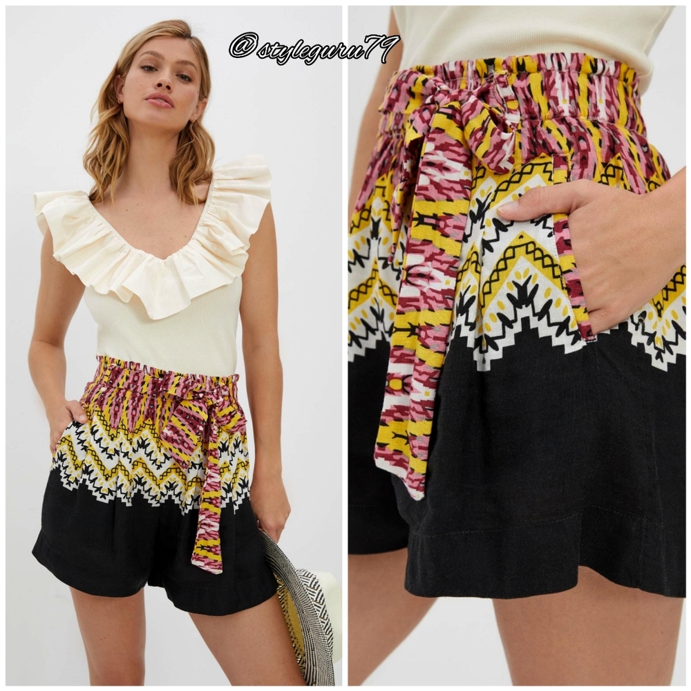 NWT, Anthropologie, Belted Printed Shorts